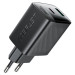 Acefast Зарядний пристрій Acefast A106 1xUSB-C PD45W + 1xUSB QC3.0 GaN black (6974316284031)