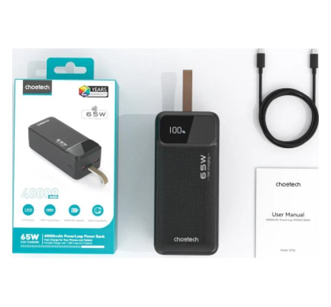 Choetech Батарея універсальна Choetech 40000mAh, PD/65W, QC, AFC (B734)