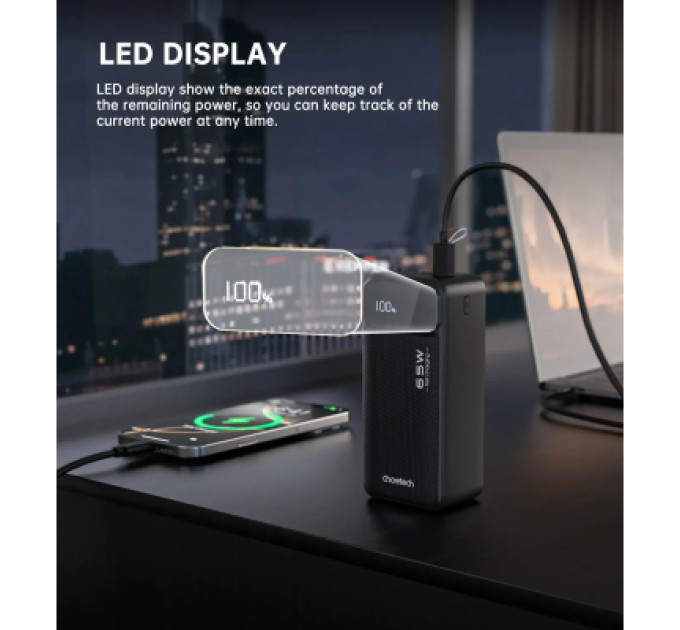 Choetech Батарея універсальна Choetech 40000mAh, PD/65W, QC, AFC (B734)