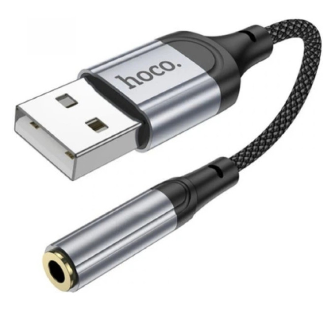 HOCO Кабель мультимедійний USB AM to 3.5mm F LS36 black HOCO (6942007608879)