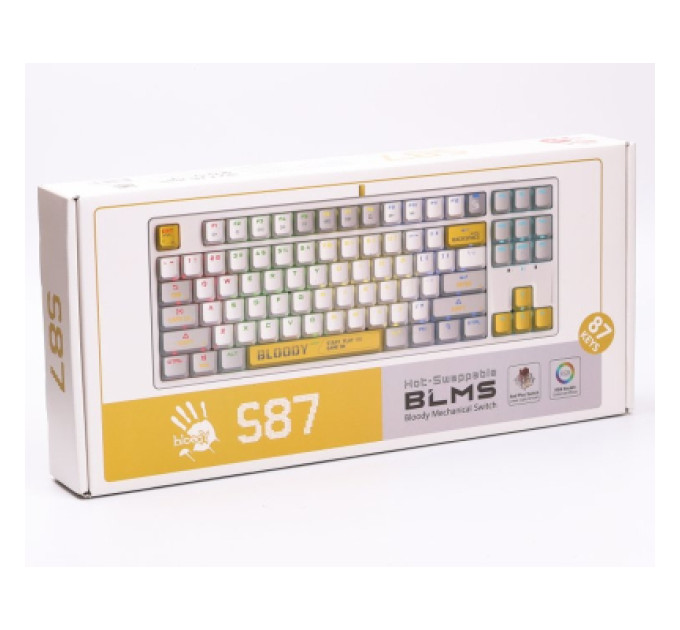 A4Tech Клавіатура A4Tech Bloody S87 RGB BLMS TKL USB Energy White (4711421993708)