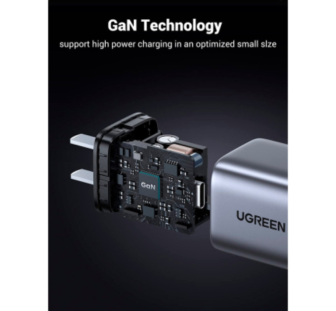 Зарядний пристрій Ugreen 1xUSB 30W Gan Type-C PD Nexode Mini Grey CD319 (90666)