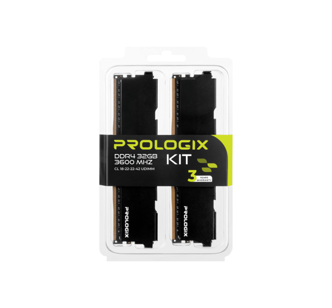 Prologix Модуль пам`ятi DDR4 2x16GB/3600 Prologix Black (PRO32GB3600B4K)