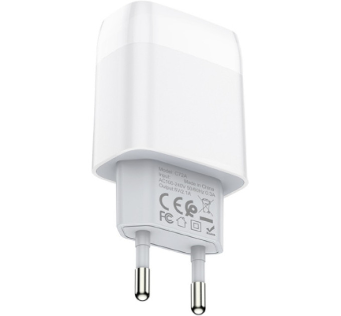 HOCO Зарядний пристрій HOCO C72A Glorious USB 10.5W White (6931474712899)