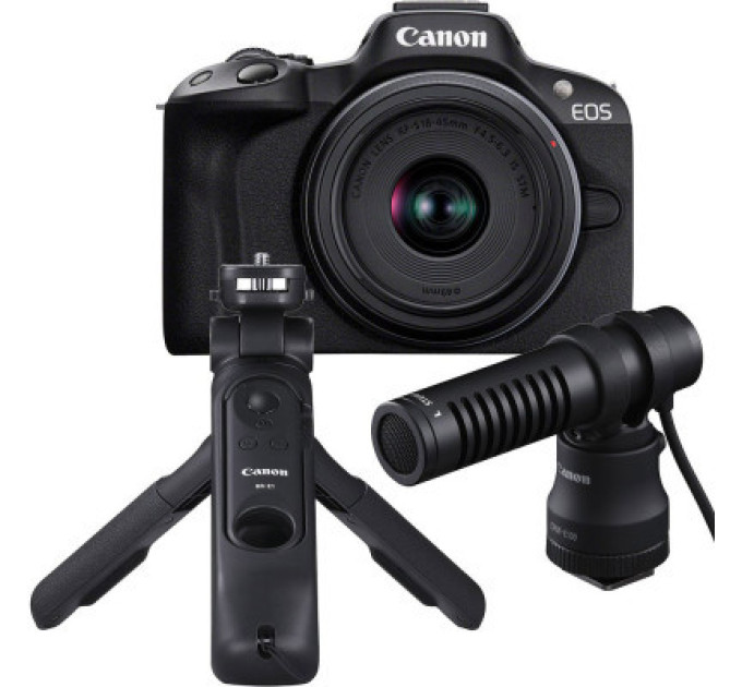 Цифровий фотоапарат Canon EOS R50 + RF-S 18-45 IS STM Black Creator Kit (5811C036)
