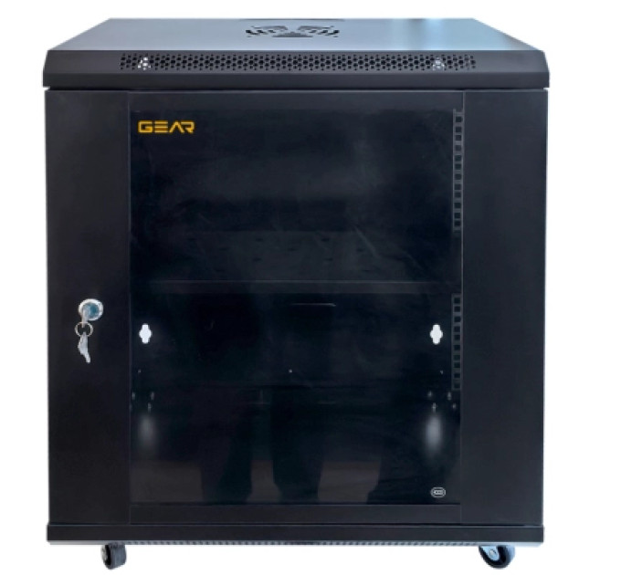 GEAR Шафа настінна GEAR 15U 19" 600x600x750 мм, + полка 19", black (GWMSN-15U-600-600)