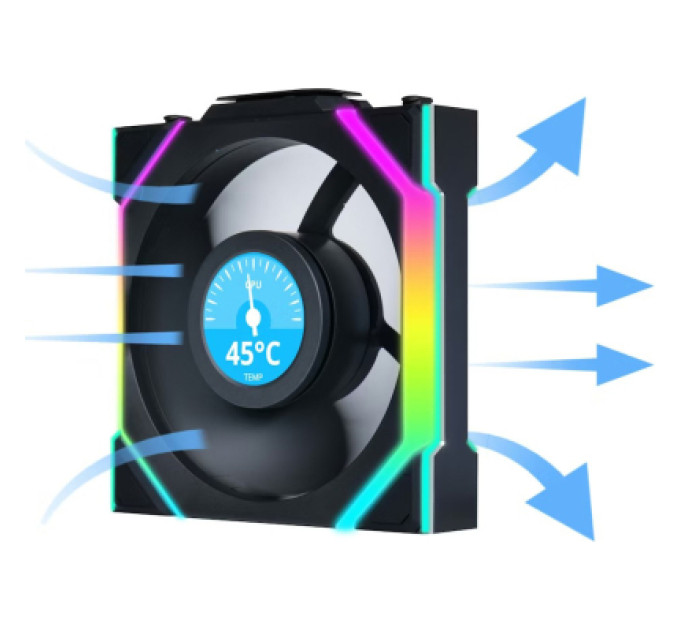 Lian Li Кулер до корпусу Lian Li UNI Fan SL WIRELESS LCD 120-1, Black (G99.12SLLCD1W1B.00)