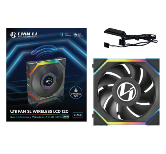 Lian Li Кулер до корпусу Lian Li UNI Fan SL WIRELESS LCD 120-1, Black (G99.12SLLCD1W1B.00)