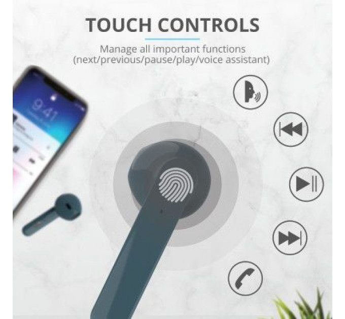 Навушники Trust Primo Touch True Wireless Mic Blue (23780)