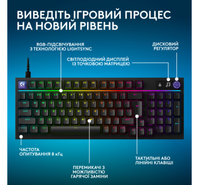 Клавіатура Logitech G316 X TKL USB UA Black (920-014205)