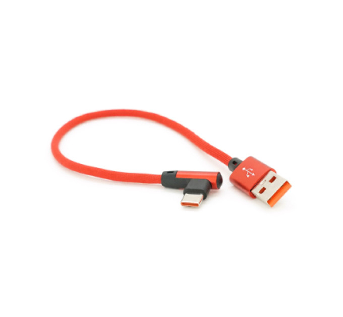 Voltronic Дата кабель USB 2.0 AM to USB-C 0.25m QC3.0 PD 90° corner braided red Voltronic (YT-USB-TypeC-2.0m/R)