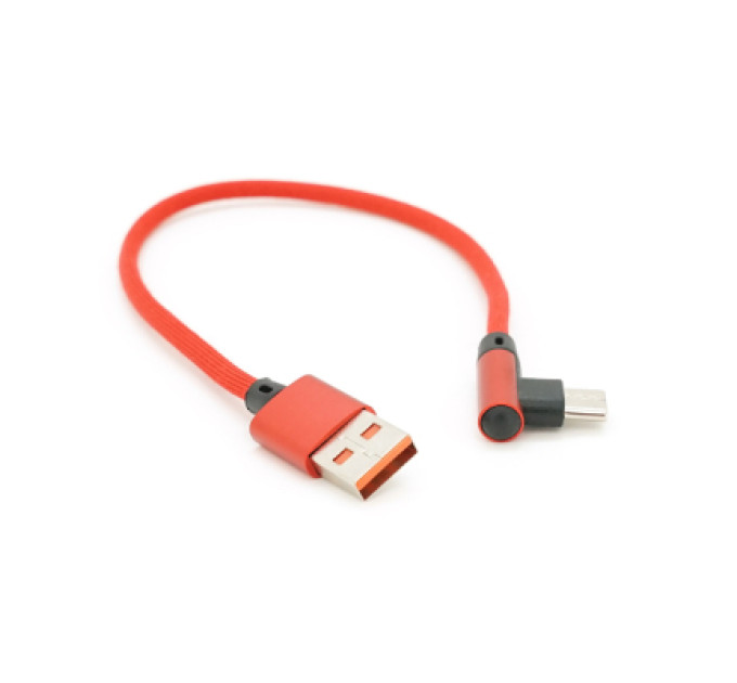 Дата кабель USB 2.0 AM to USB-C 0.25m QC3.0 PD 90° corner braided red Voltronic (YT-USB-TypeC-2.0m/R)