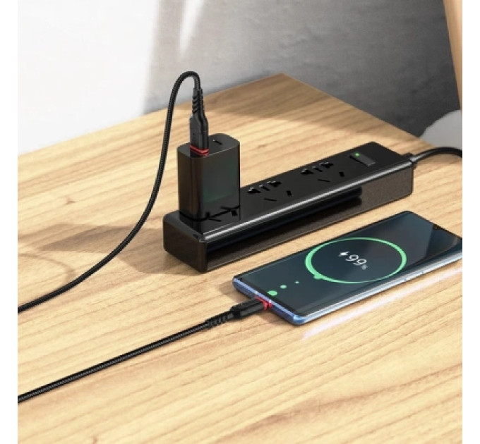 HOCO Дата кабель USB 2.0 AM to USB-C 1.0m 3A nylon X59 black HOCO (6931474744920)