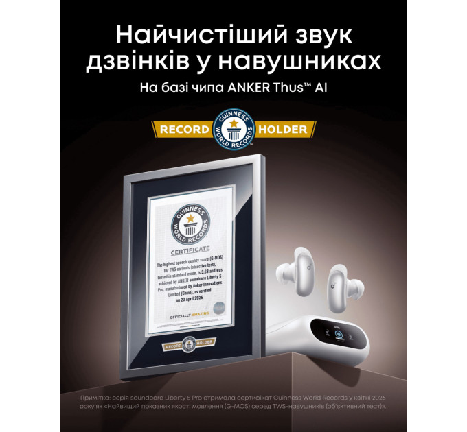 Anker Bluetooth-гарнітура Anker SoundCore Liberty 5 Pro White (D1203G21)