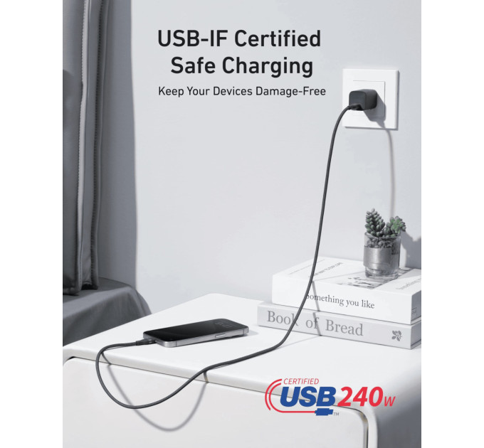 Anker Кабель Anker Upcycled-Braided USB-C - USB-C (M/M), 240W, 0.9 м, Black (A82E2H11)