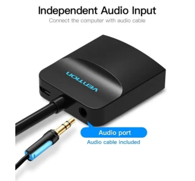 Vention Перехідник VGA 15F to HDMI M 1080P 60Hz 3,5mm Audio 0.15m Vention (ACNBB)