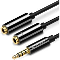Ugreen Кабель мультимедійний 3.5mm M to 2x3.5mm F 0.2m AV141 black Ugreen (30619)