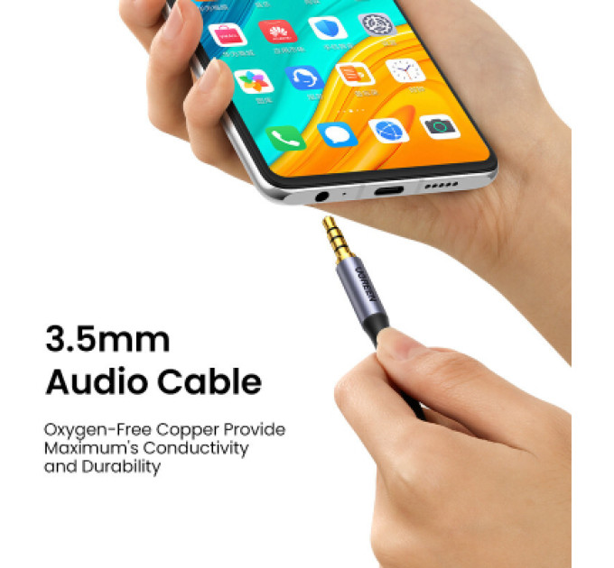 Ugreen Кабель мультимедійний 3.5mm M to 3.5mm M 2.0m (4pin) AV183 gray Ugreen (20782)