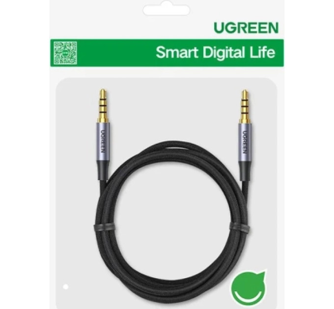 Ugreen Кабель мультимедійний 3.5mm M to 3.5mm M 2.0m (4pin) AV183 gray Ugreen (20782)