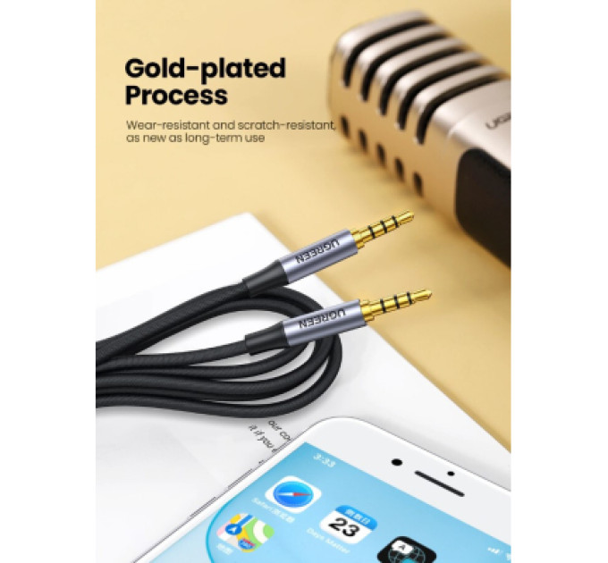 Ugreen Кабель мультимедійний 3.5mm M to 3.5mm M 2.0m (4pin) AV183 gray Ugreen (20782)