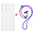 Dengos Чохол до мобільного телефона Dengos Case + Cross-body Strap Samsung Galaxy A37 Clear+Purple (DG-KM-CCRB-06)