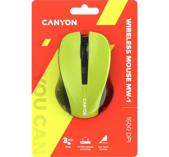 Canyon Мишка Canyon MW-1 Wireless Yellow (CNE-CMSW1Y)