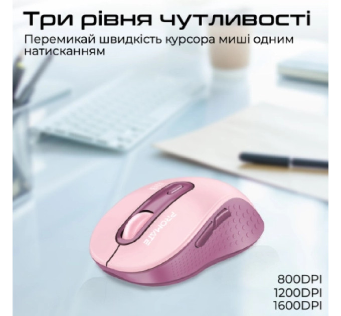 Мишка Promate Ken Wireless/Bluetooth Pink (ken.pink)