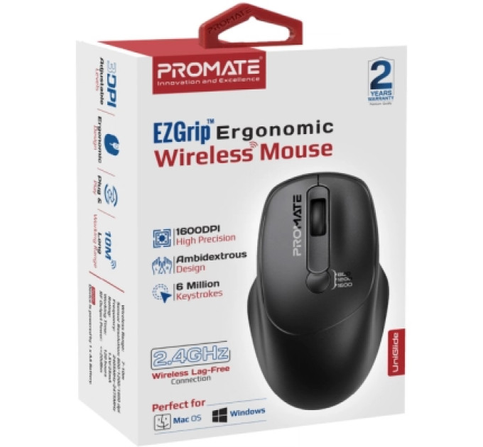 Мишка Promate UniGlide Wireless Black (uniglide.black)