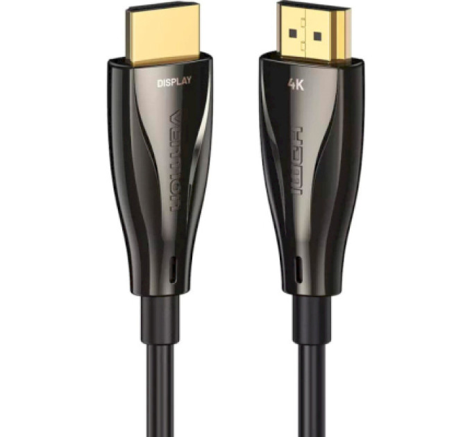 Кабель мультимедійний HDMI to HDMI 50.0m V2.0 Optical 4K 60Hz 18Gbps Dolby 7.1 PVC Black Zinc Alloy Vention (ALABX)