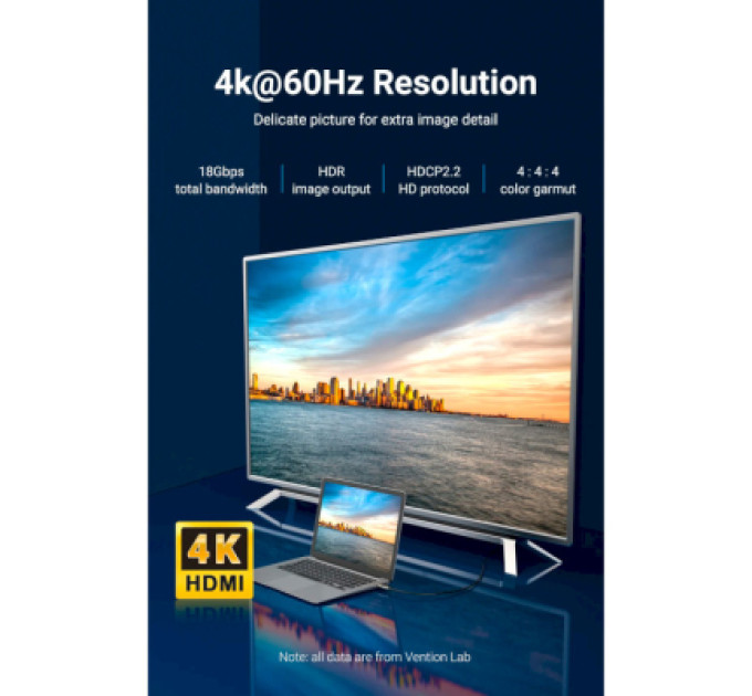 Кабель мультимедійний HDMI to HDMI 50.0m V2.0 Optical 4K 60Hz 18Gbps Dolby 7.1 PVC Black Zinc Alloy Vention (ALABX)