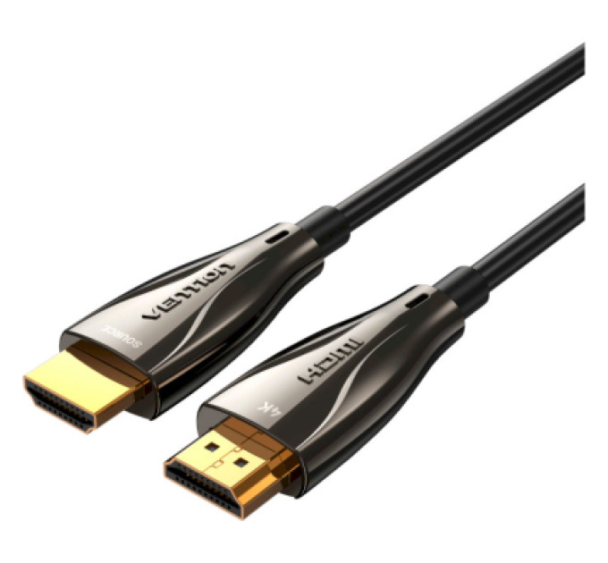 Кабель мультимедійний HDMI to HDMI 50.0m V2.0 Optical 4K 60Hz 18Gbps Dolby 7.1 PVC Black Zinc Alloy Vention (ALABX)