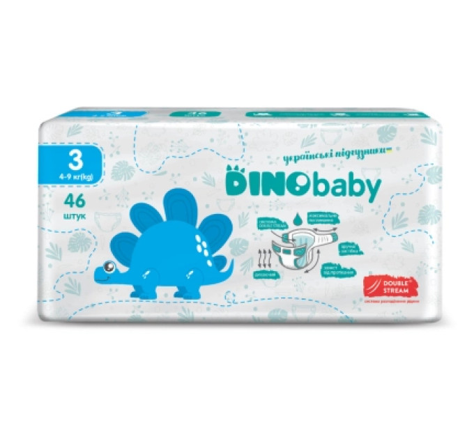 Dino Baby Підгузки Dino Baby Розмір 3 (4-9 кг) 46 шт (4823098410607)