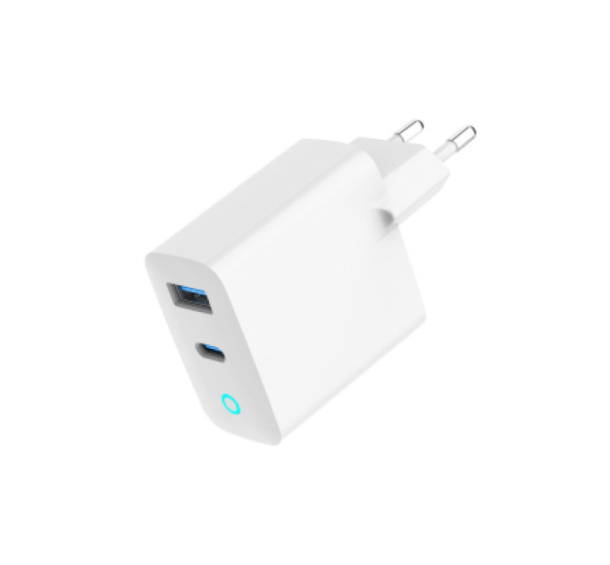 Gembird Зарядний пристрій Gembird 1хUSB-A (QC3.0 18W) + 1xType-C (PD 65W) white (TA-UC-PDQC65L-W-01)