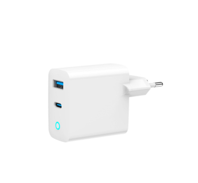 Зарядний пристрій Gembird 1хUSB-A (QC3.0 18W) + 1xType-C (PD 65W) white (TA-UC-PDQC65L-W-01)