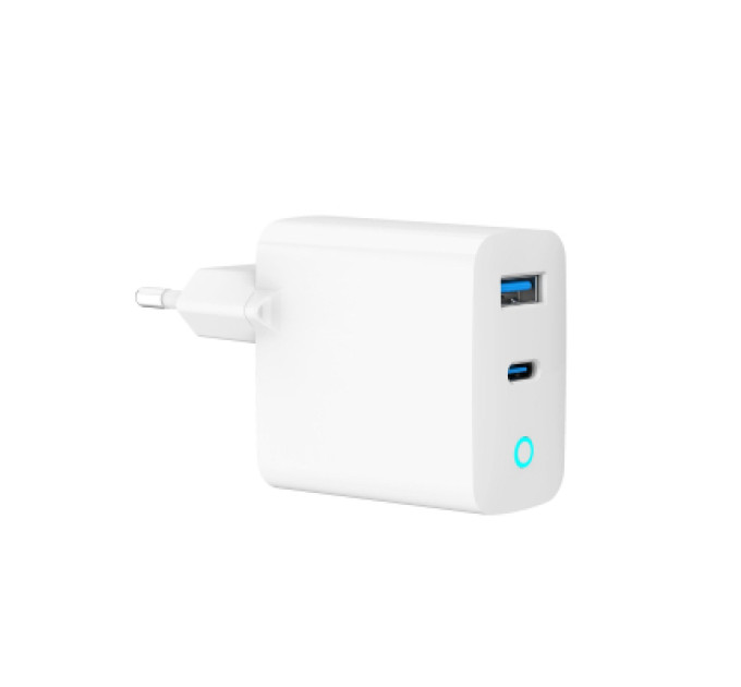 Зарядний пристрій Gembird 1хUSB-A (QC3.0 18W) + 1xType-C (PD 65W) white (TA-UC-PDQC65L-W-01)
