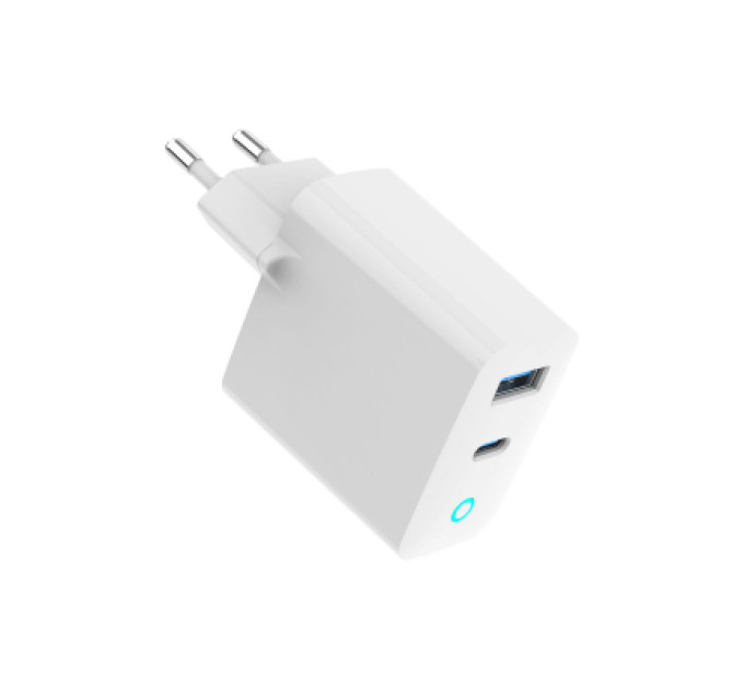 Зарядний пристрій Gembird 1хUSB-A (QC3.0 18W) + 1xType-C (PD 65W) white (TA-UC-PDQC65L-W-01)