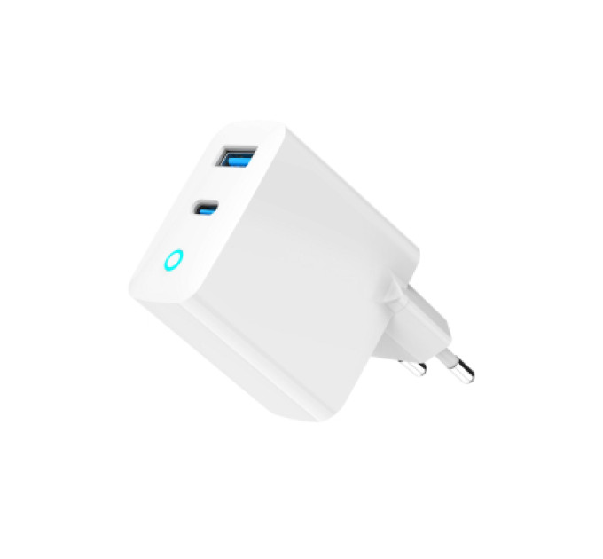 Зарядний пристрій Gembird 1хUSB-A (QC3.0 18W) + 1xType-C (PD 65W) white (TA-UC-PDQC65L-W-01)