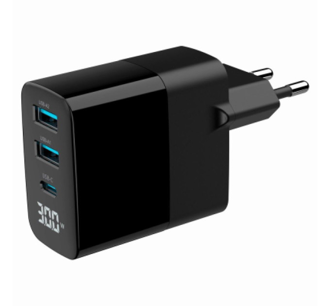 Зарядний пристрій Gembird 2хUSB-A (QC3.0 18W) + 1хType-C (PD20W) LCD black (TA-UC-PDQC30LCD-BK-02)