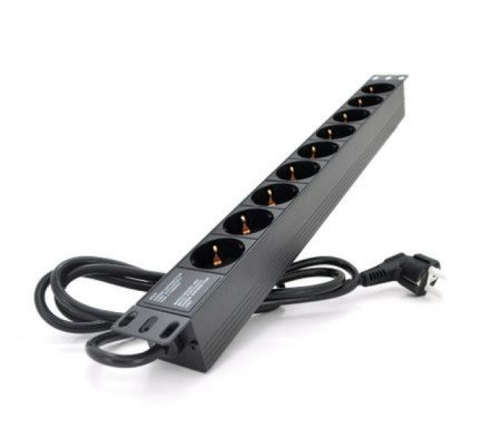 Силовий блок 19" 9 розеток, кабель 1.8м, алюм. корпус Pipo (PP9PDUGR)