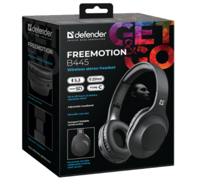 Навушники Defender FreeMotion B445 Bluetooth Black (63445)