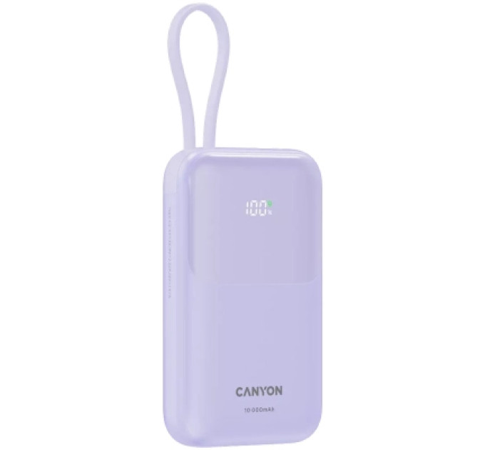 Батарея універсальна Canyon 10000mAh OnPower 101 PD/22.5W built-in cable Purple (CNS-CPB101PU)