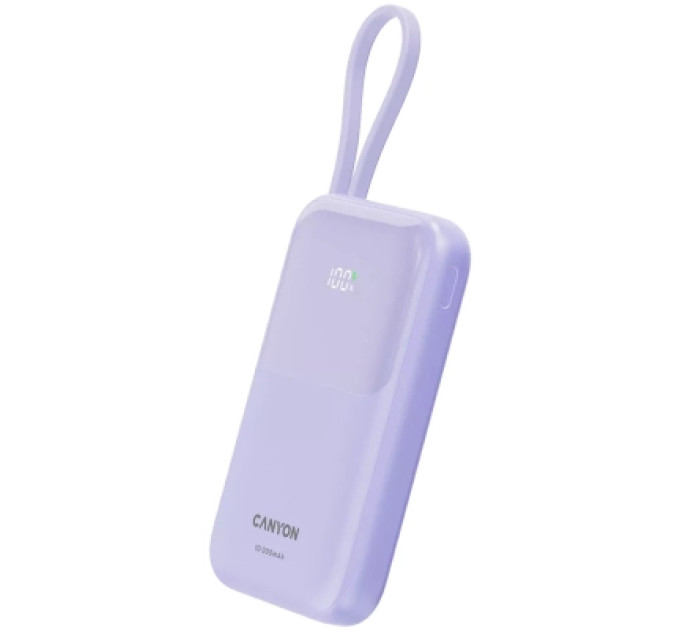 Батарея універсальна Canyon 10000mAh OnPower 101 PD/22.5W built-in cable Purple (CNS-CPB101PU)