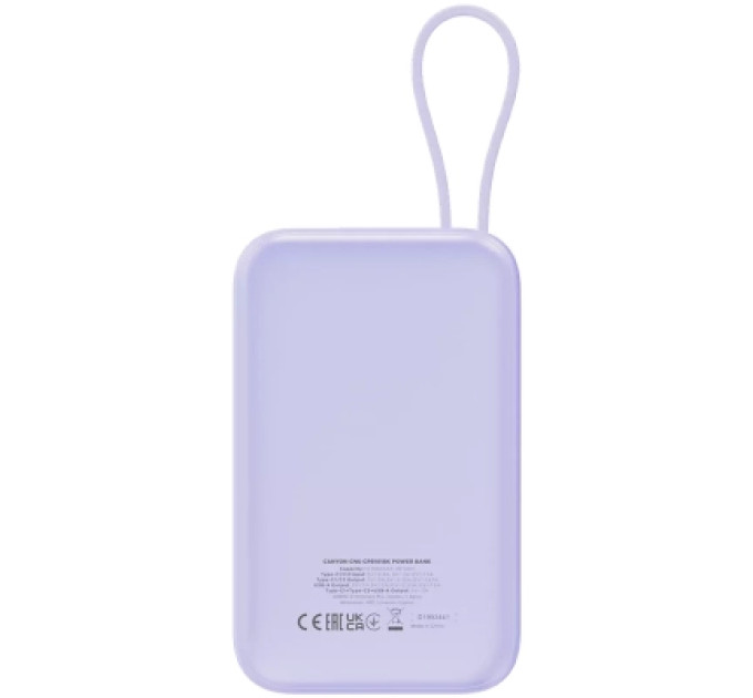 Батарея універсальна Canyon 10000mAh OnPower 101 PD/22.5W built-in cable Purple (CNS-CPB101PU)