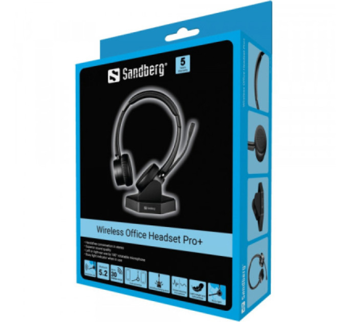 Sandberg Навушники Sandberg Wireless Office Headset Pro+ Bluetooth Black (126-18)