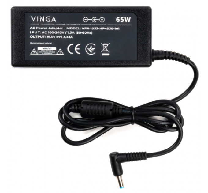 Блок живлення до ноутбуку Vinga HP 65W 19.5V 3.33А 4.5*3.0 (VPA-1953-HP4530-101)