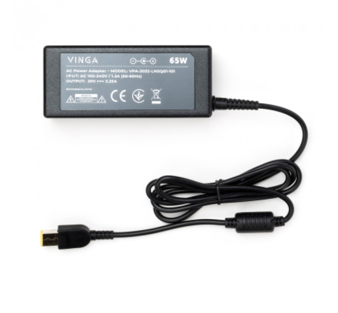 Блок живлення до ноутбуку Vinga Lenovo 65W 20V 3.25А square with pin (VPA-2032-LNSQ01-101)