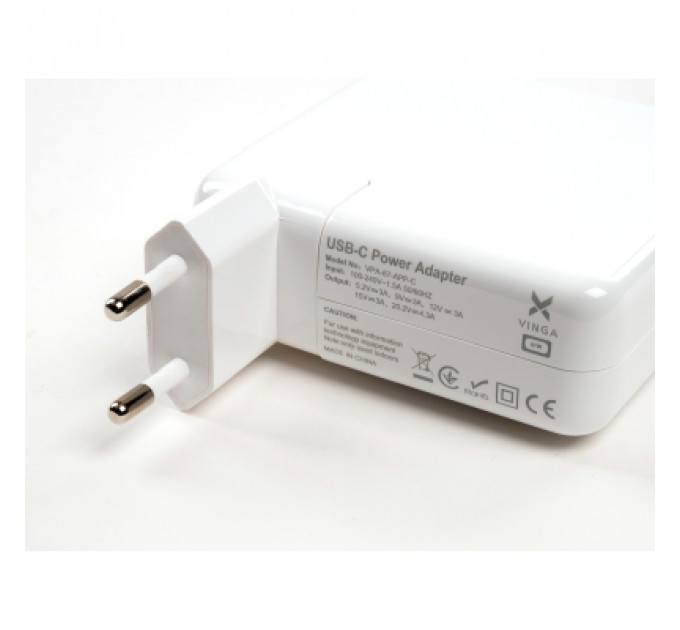 Блок живлення до ноутбуку Vinga Apple 87W 5.2V3A/9V3A/12V3A/15V3A/20.2V4.3A USB-C (VPA-87-APP-C)