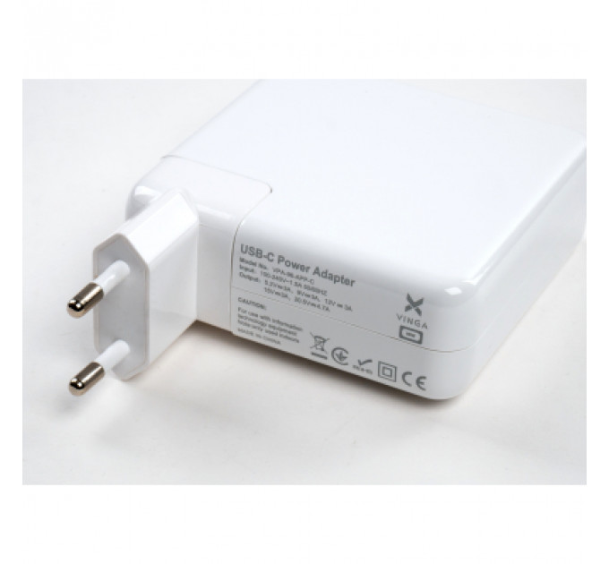 Блок живлення до ноутбуку Vinga Apple 96W 5.2V3A/9V3A/12V3A/15V3A/20.5V4.7A USB-C (VPA-96-APP-C)