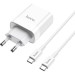 HOCO Зарядний пристрій HOCO C80A Rapido 1xUSB-C PD20W + 1xUSB QC3.0 + cable USB-C to USB-C White (6931474740533)