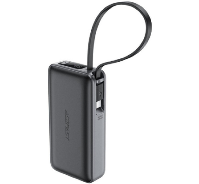 Acefast Батарея універсальна Acefast 10000mAh 30W PD, USB-C witch cable, USB-A, Li-Pol, M7 Black (6974316283379)